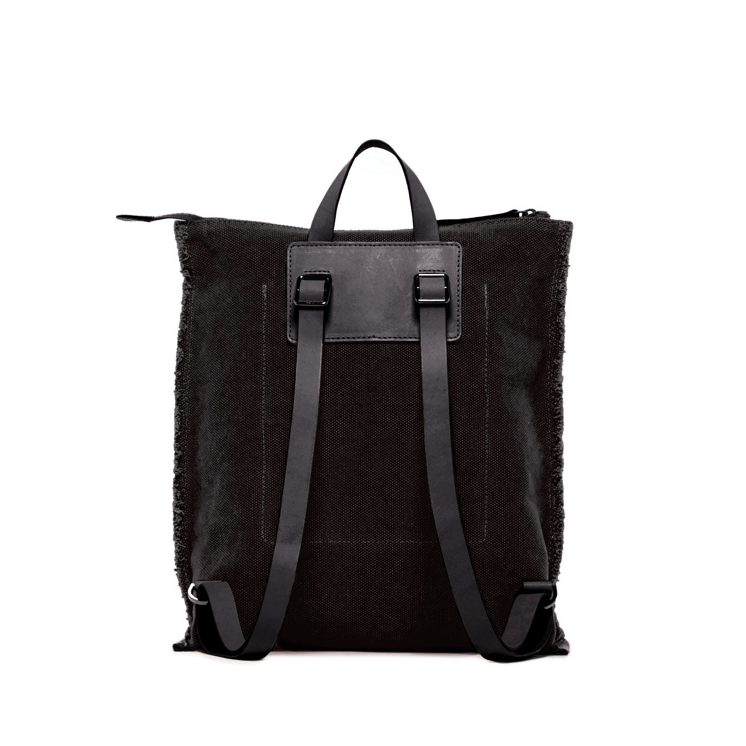 Cote Backpack Black Canvas & Black Leather