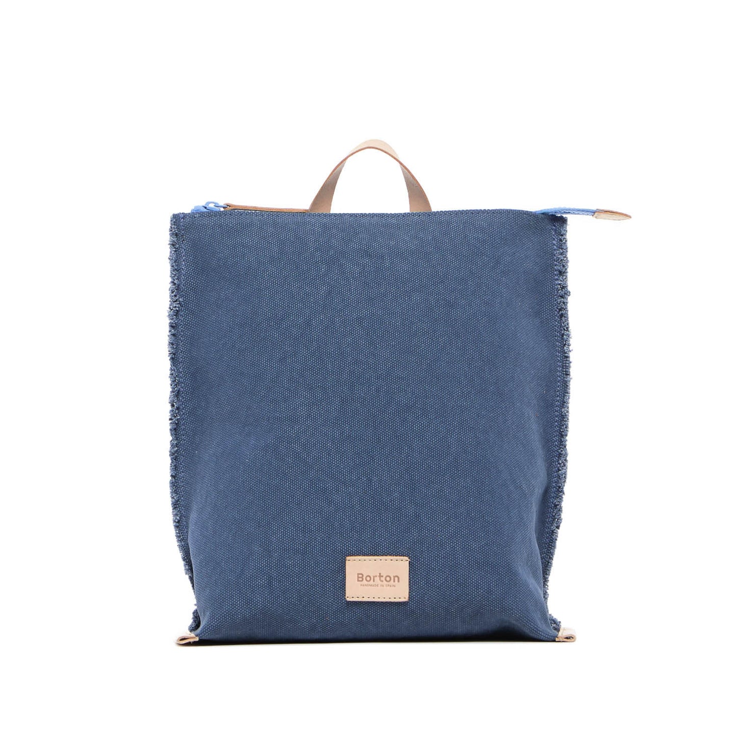 Cote Backpack Blue Canvas & Natural Leather