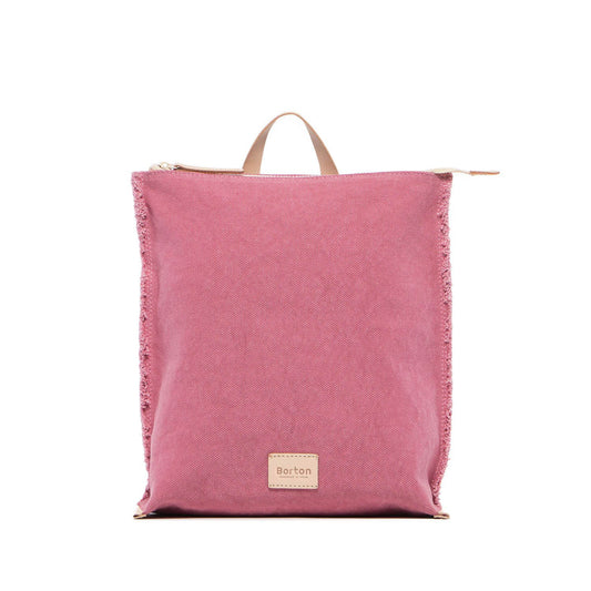 Cote Backpack Pink Canvas & Natural Leather