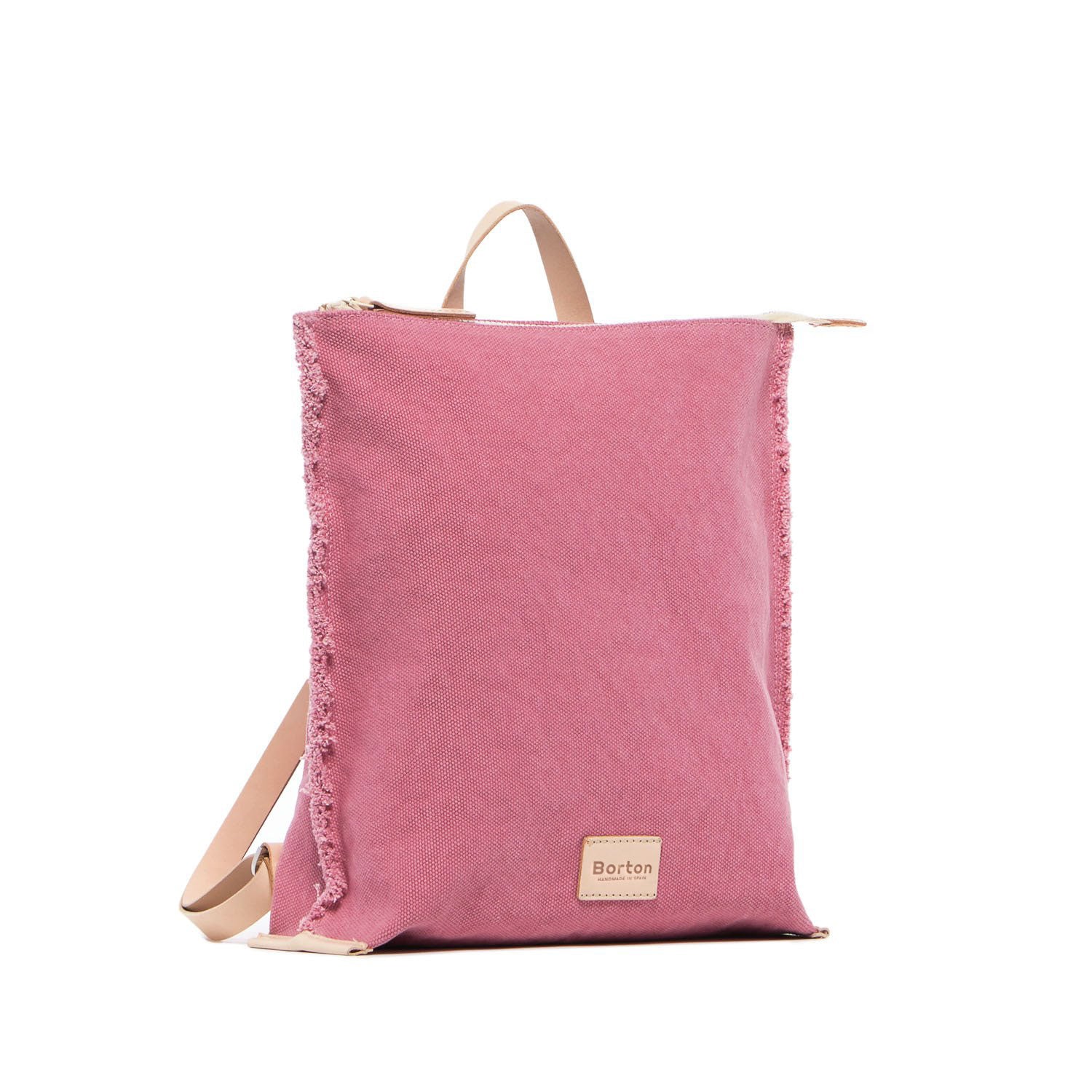 Cote Backpack Pink Canvas & Natural Leather