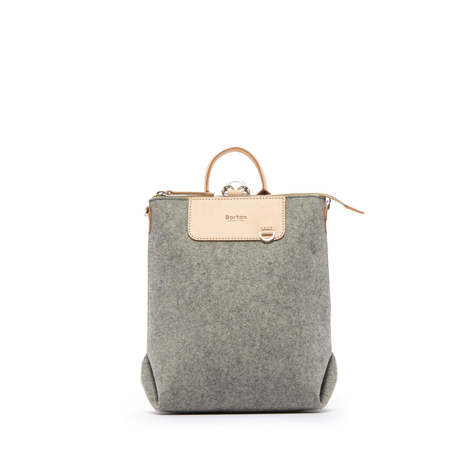 Alexis Backpack Mini Grey Felt & Natural Leather