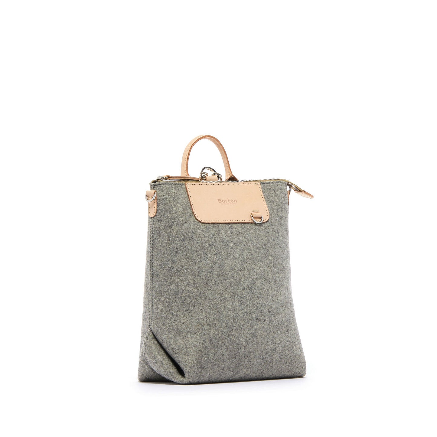 Alexis Backpack Mini Grey Felt & Natural Leather