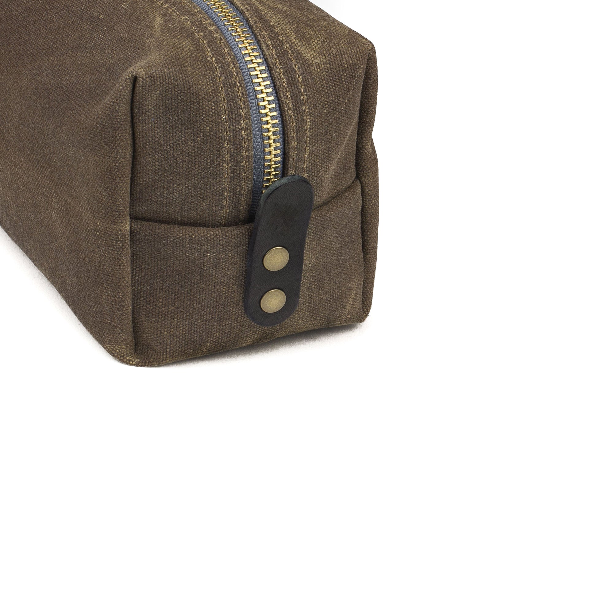 Dopp Kit Tan Waxed Canvas & Black Leather