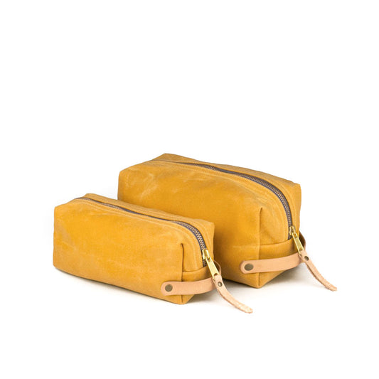 Dopp Kit Yellow Waxed Canvas & Natural Leather