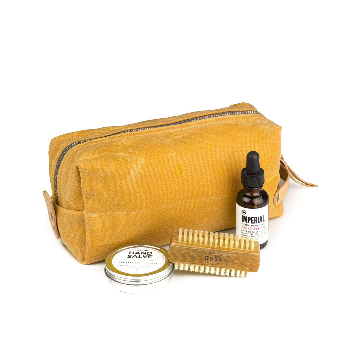 Dopp Kit Yellow Waxed Canvas & Natural Leather