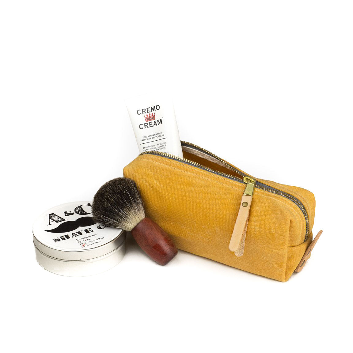 Dopp Kit Yellow Waxed Canvas & Natural Leather