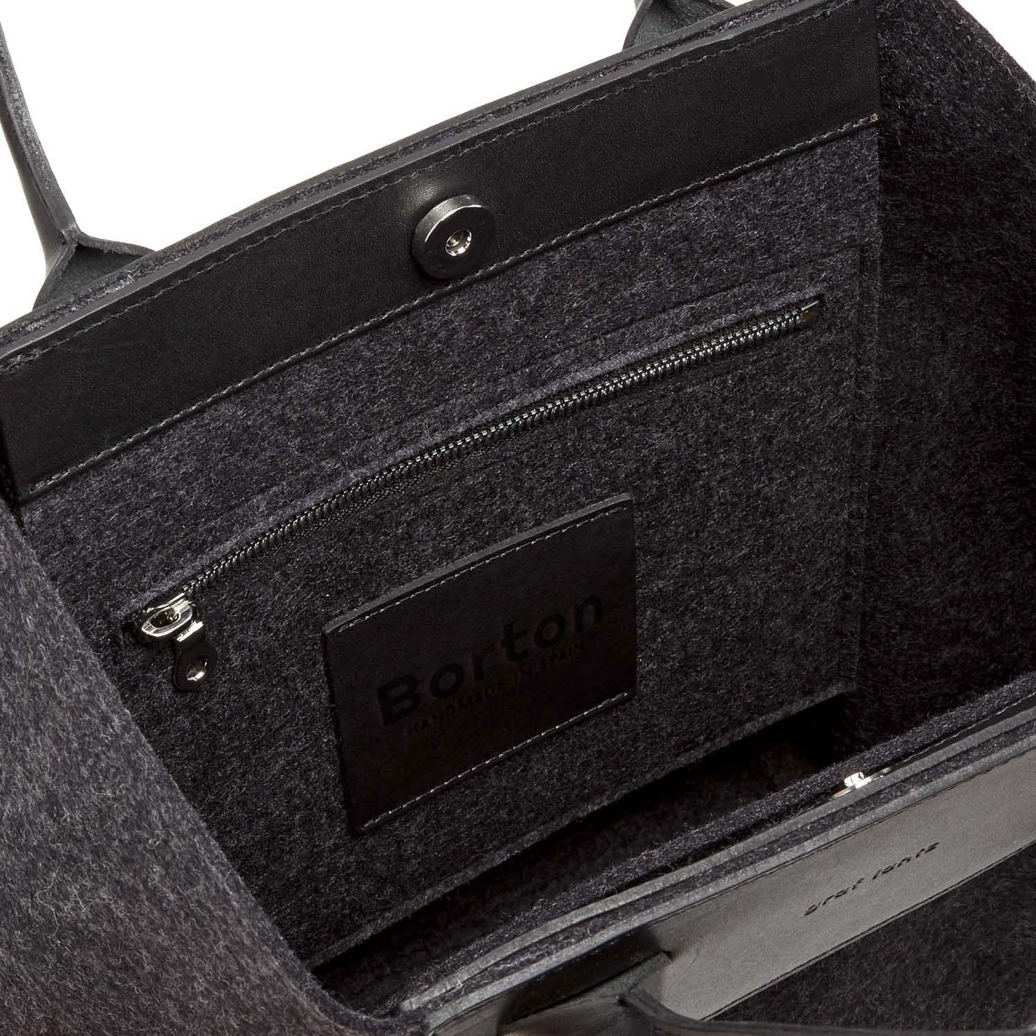 Belis Mini Handbag Black Felt & Black Leather