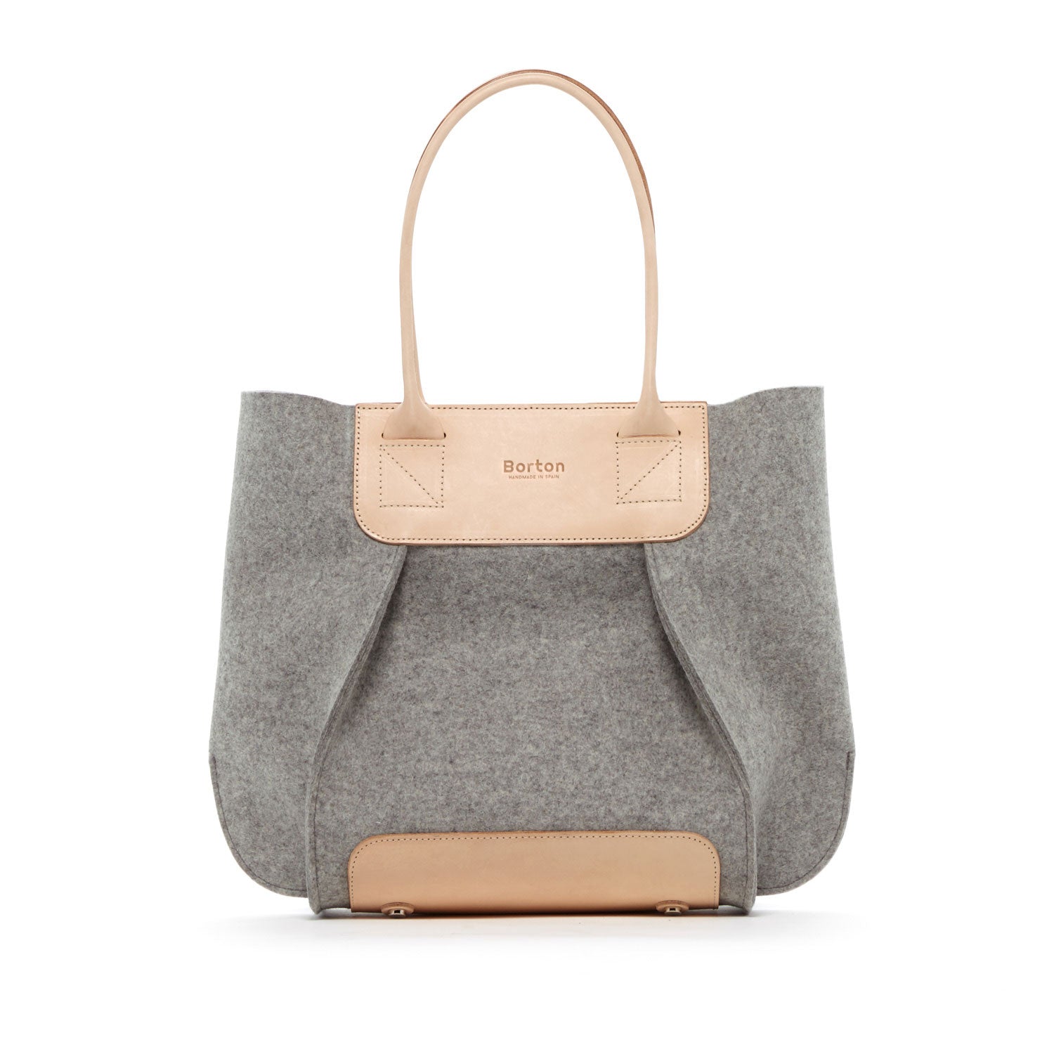 Belis Mini Handbag Grey Felt & Natural Leather