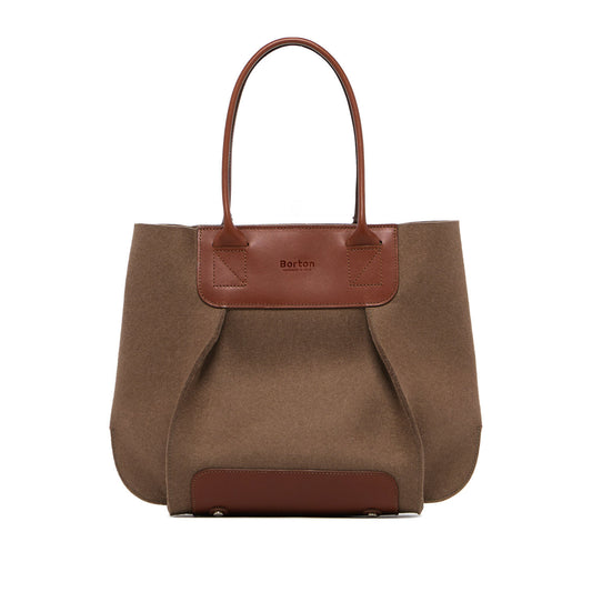 Belis Mini Handbag Tan Felt & Tan Leather