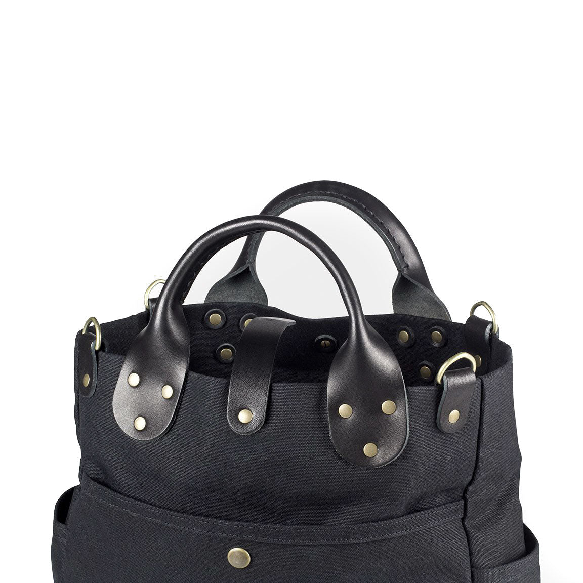 Carryall Black Waxed Canvas & Black Leather