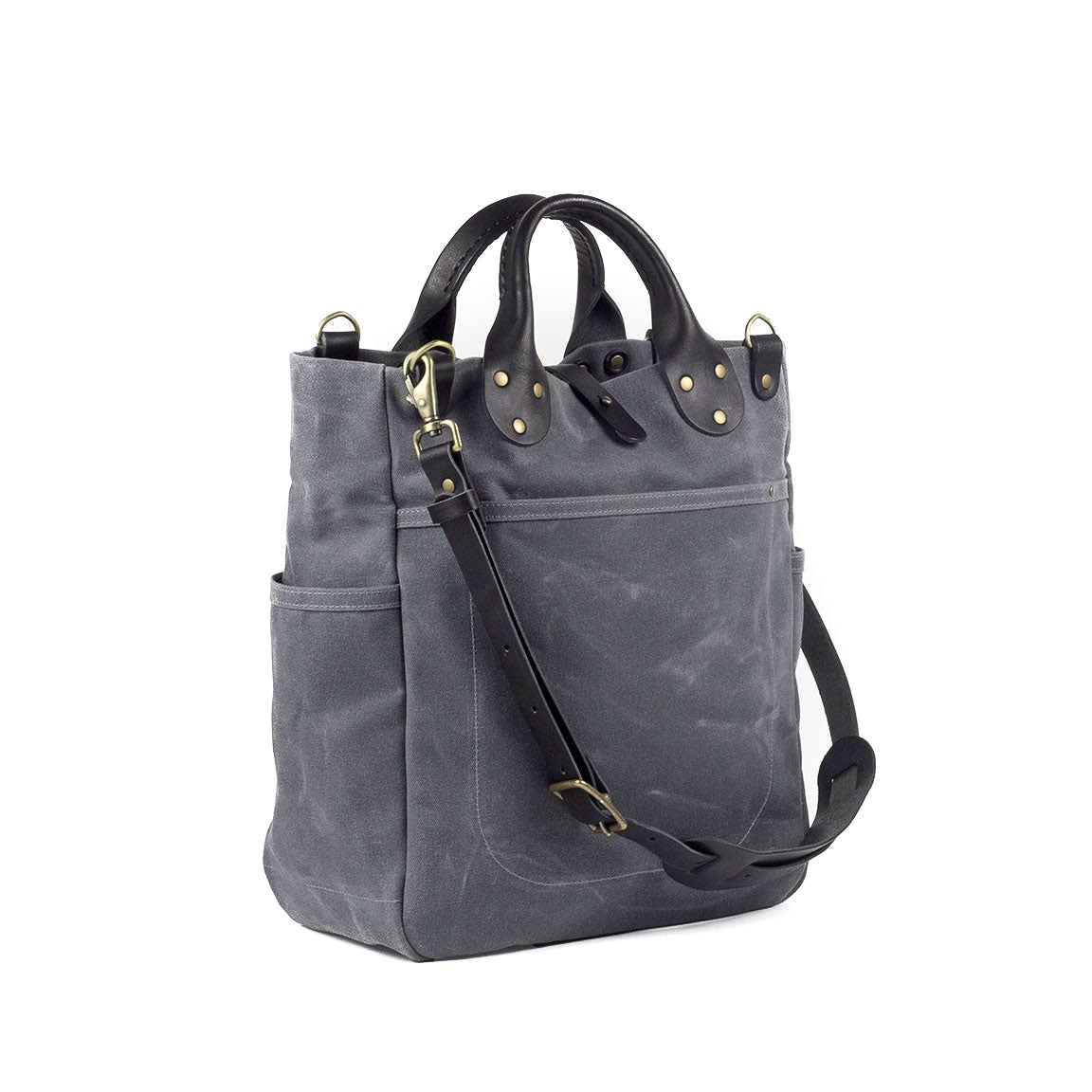 Carryall Grey Waxed Canvas & Black Leather