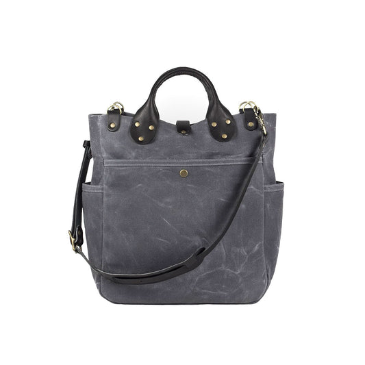 Carryall Grey Waxed Canvas & Black Leather