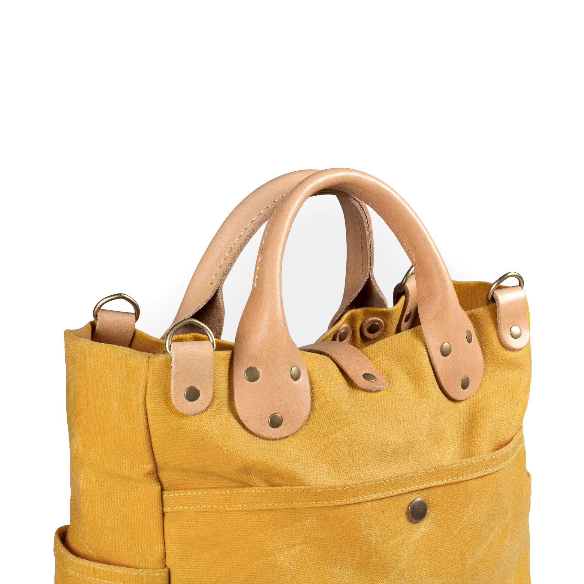Carryall Yellow Waxed Canvas & Natural Leather