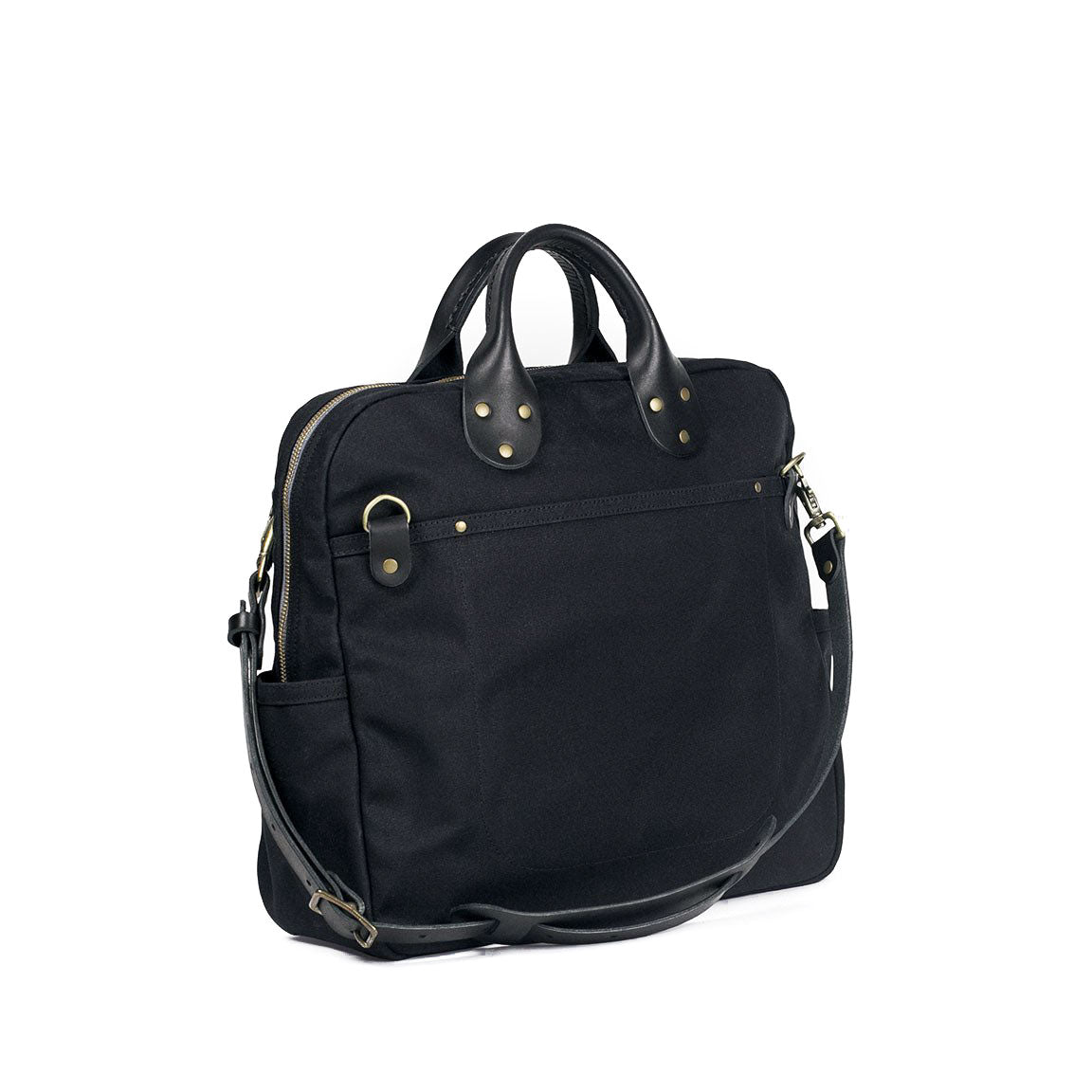 Everyday Bag Black Waxed Canvas & Black Leather