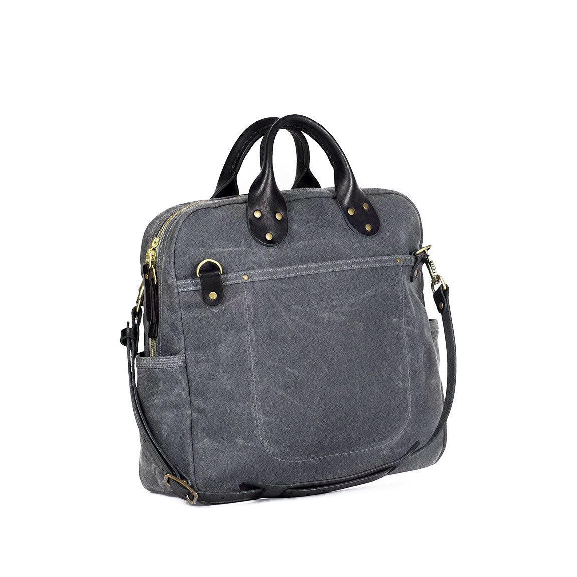 Everyday Bag Grey Waxed Canvas & Black Leather