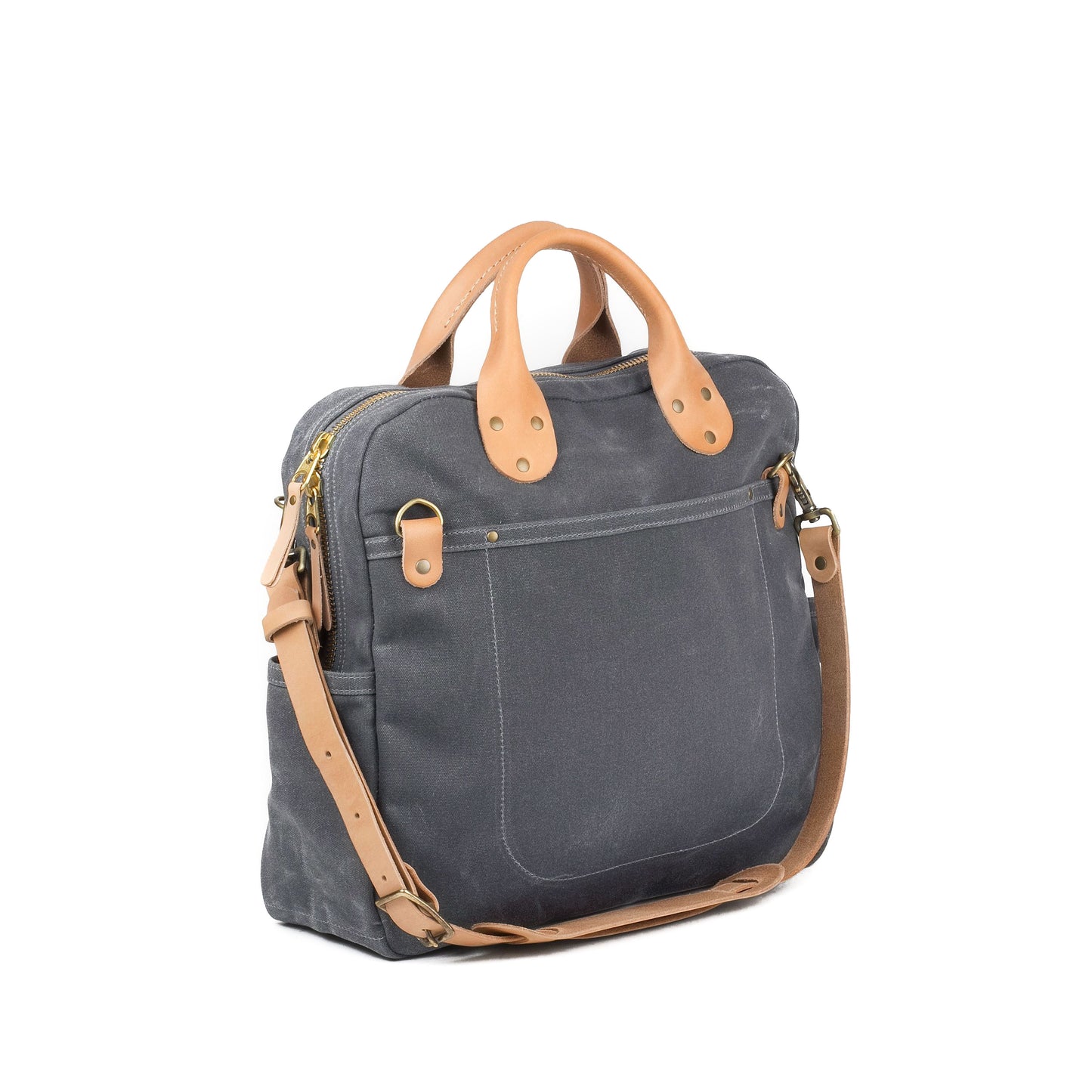 Everyday Bag Grey Waxed Canvas & Natural Leather