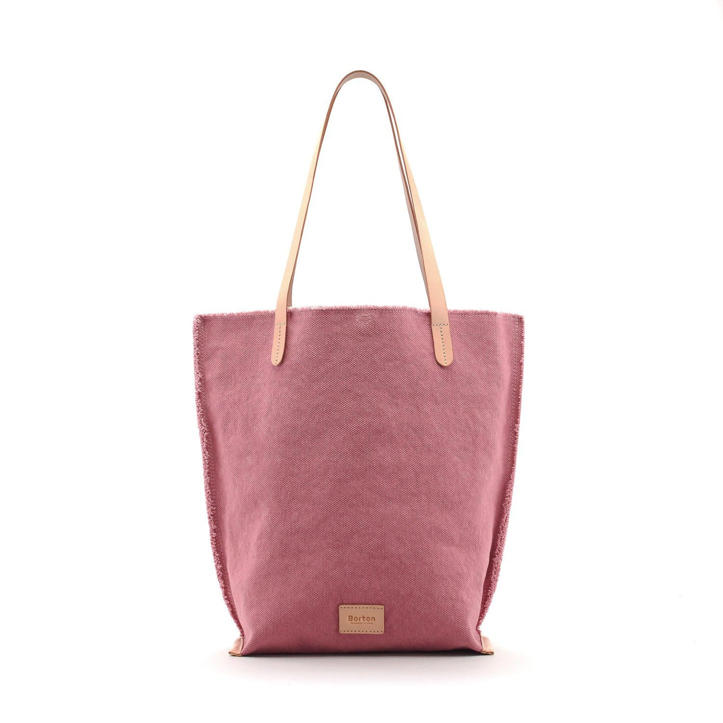 Mery Tote Bag Pink Canvas & Natural Leather