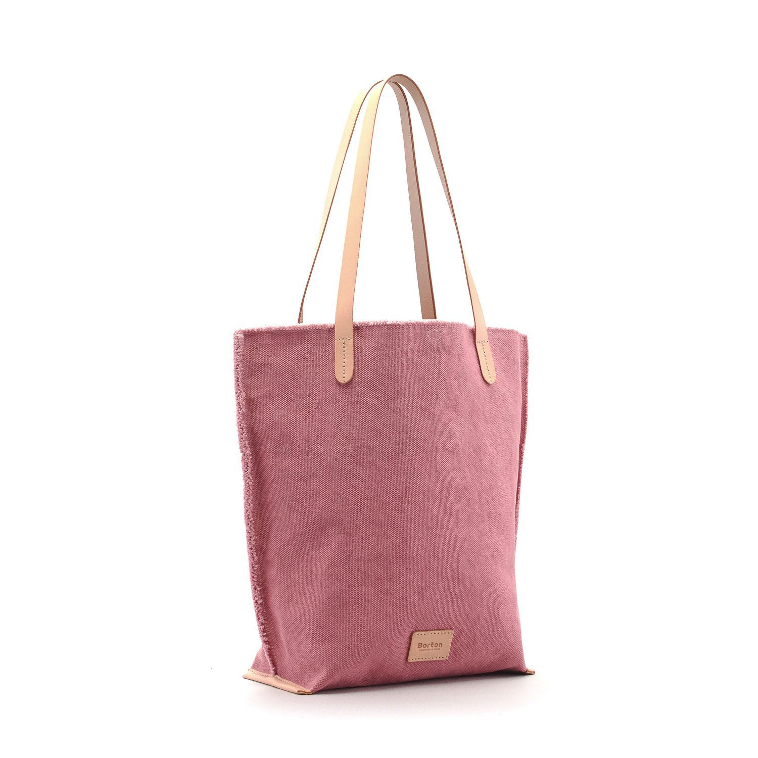 Mery Tote Bag Pink Canvas & Natural Leather