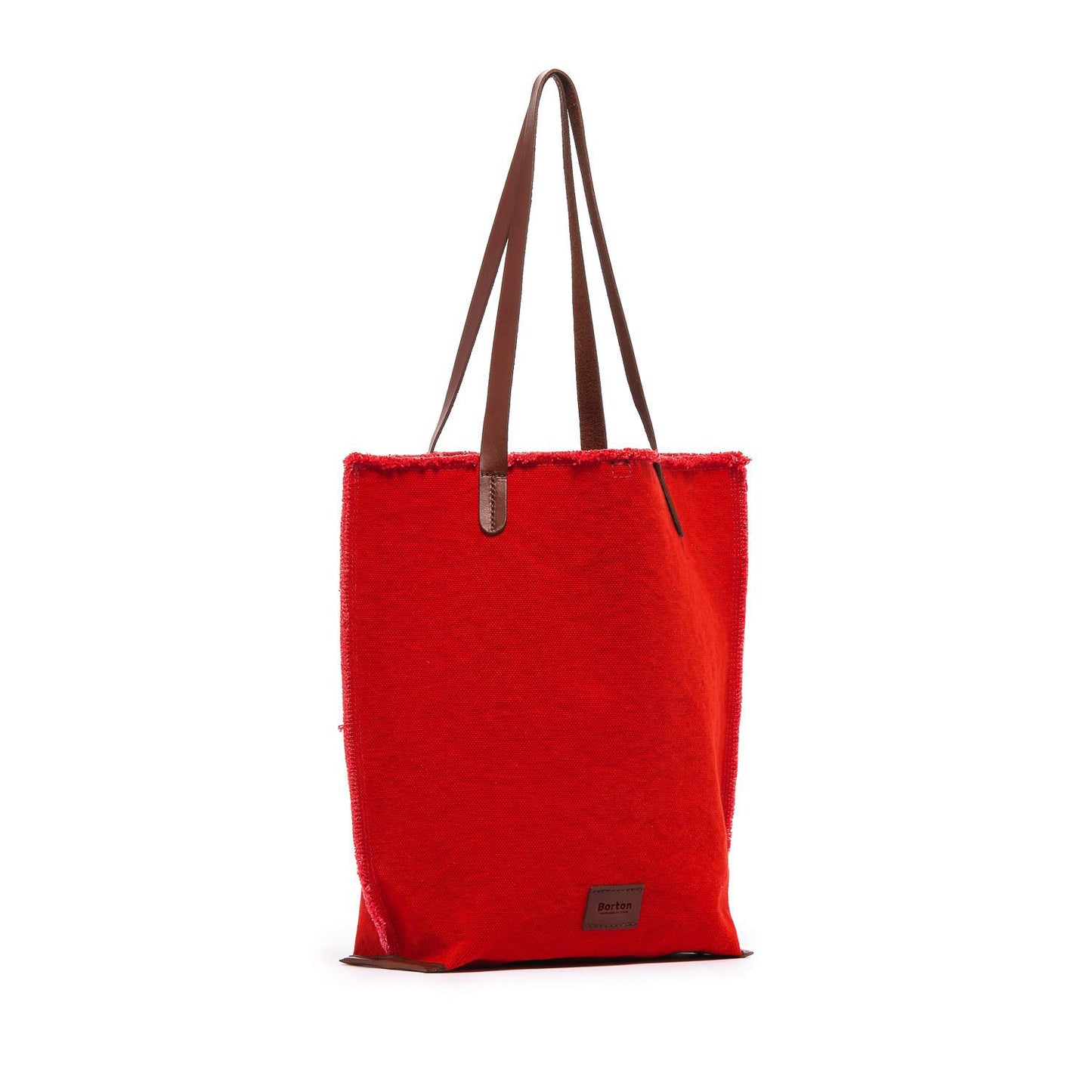 Mery Tote Bag Red Canvas & Tan Leather