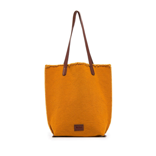Mery Tote Bag Yellow Canvas & Tan Leather
