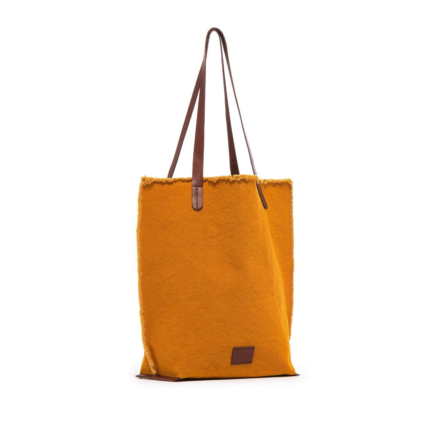 Mery Tote Bag Yellow Canvas & Tan Leather