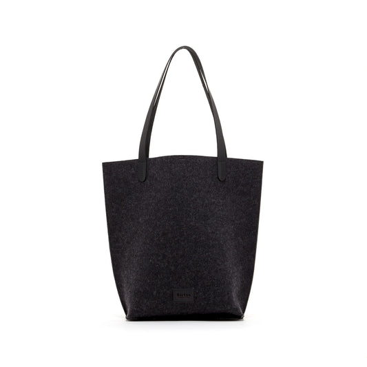 Mery Tote Bag Black Felt & Black Leather