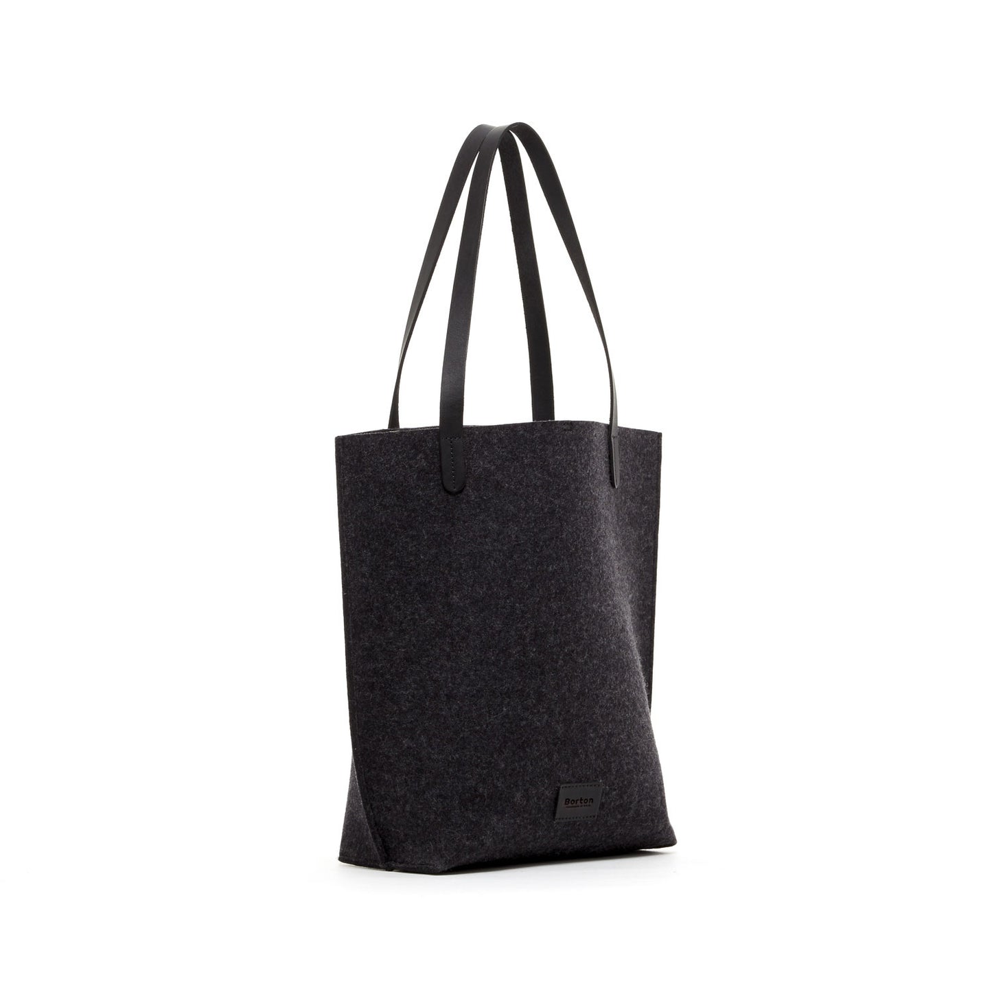 Mery Tote Bag Black Felt & Black Leather