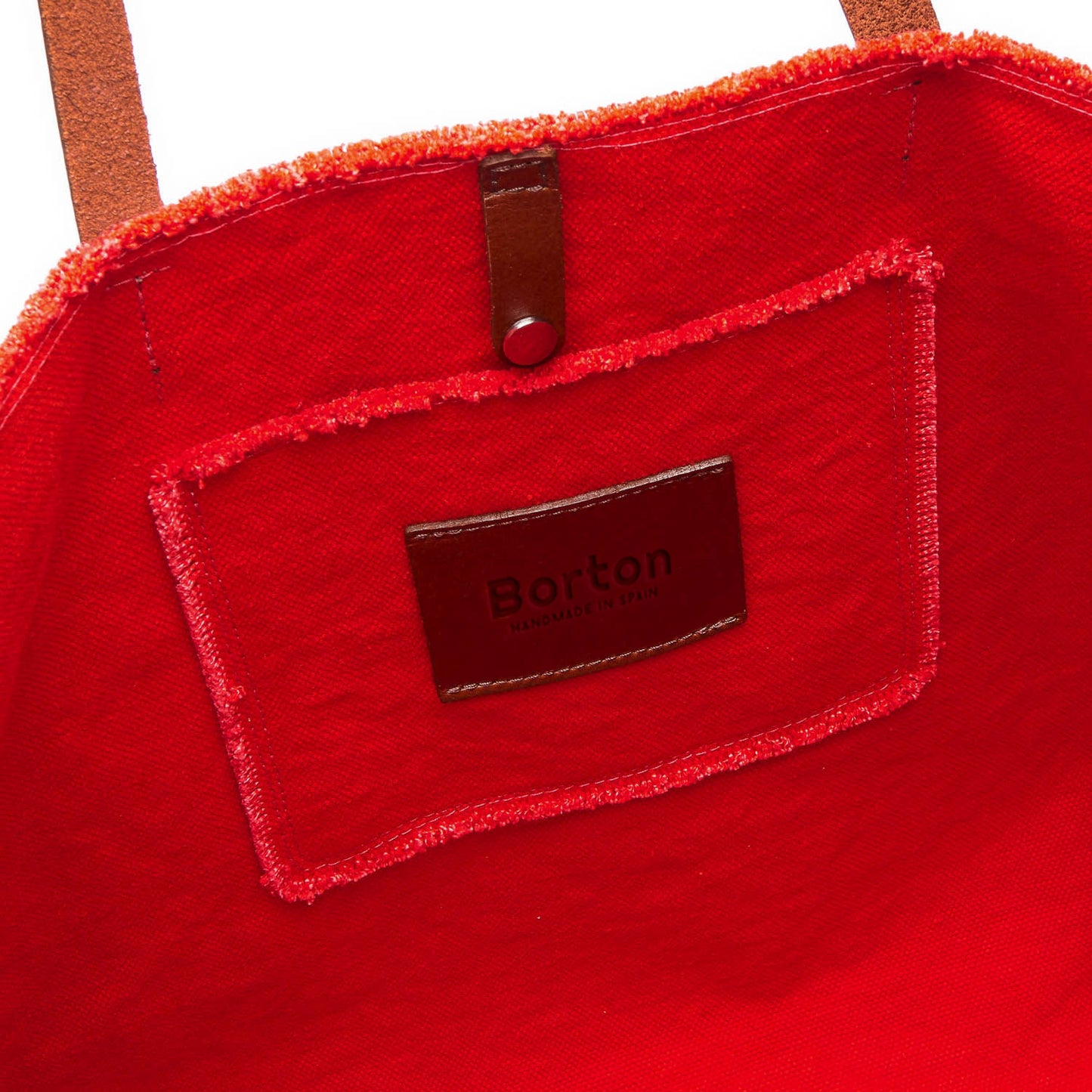 Mery Maxi Tote Red Canvas & Tan Leather