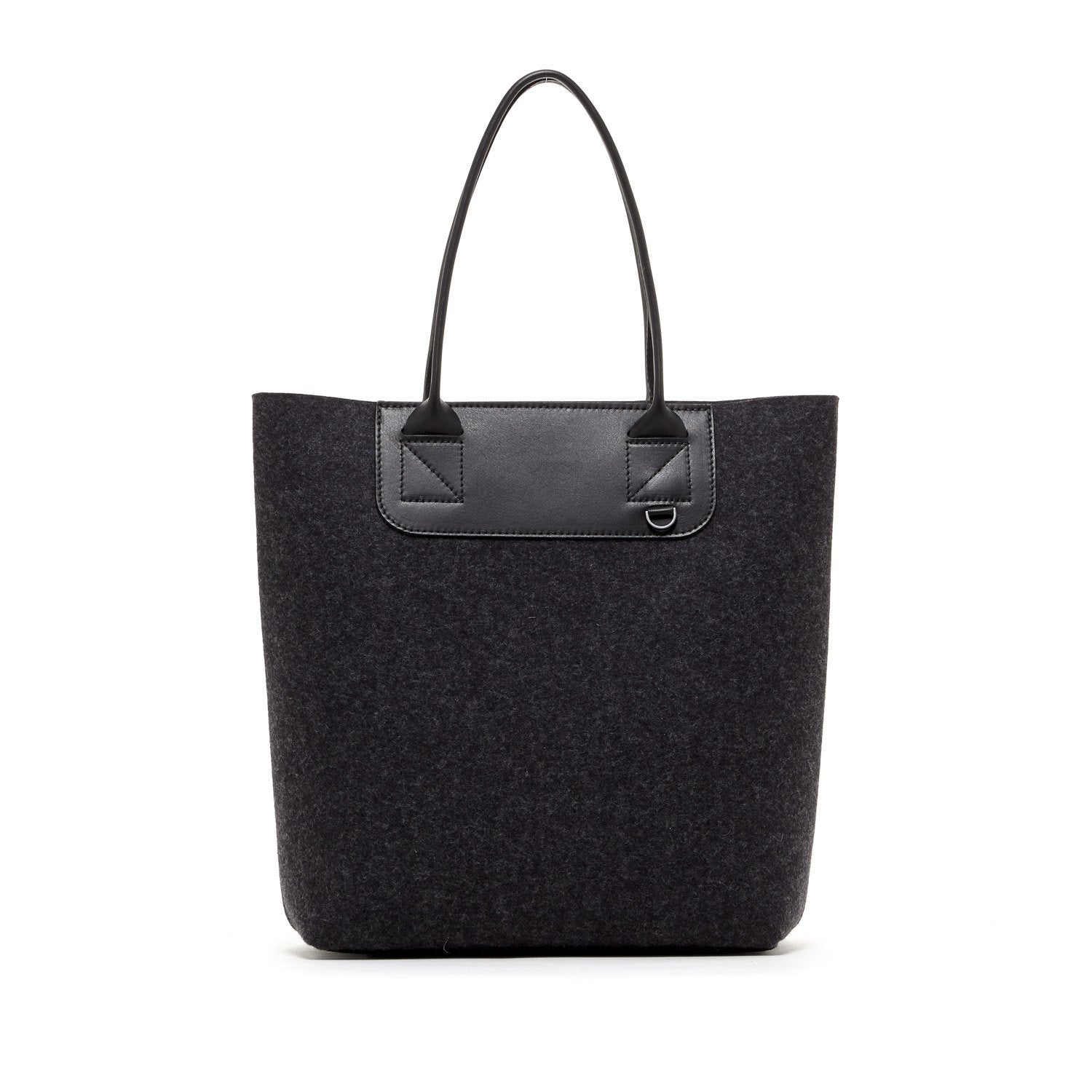 Emma Tote Bag Black Felt & Leather