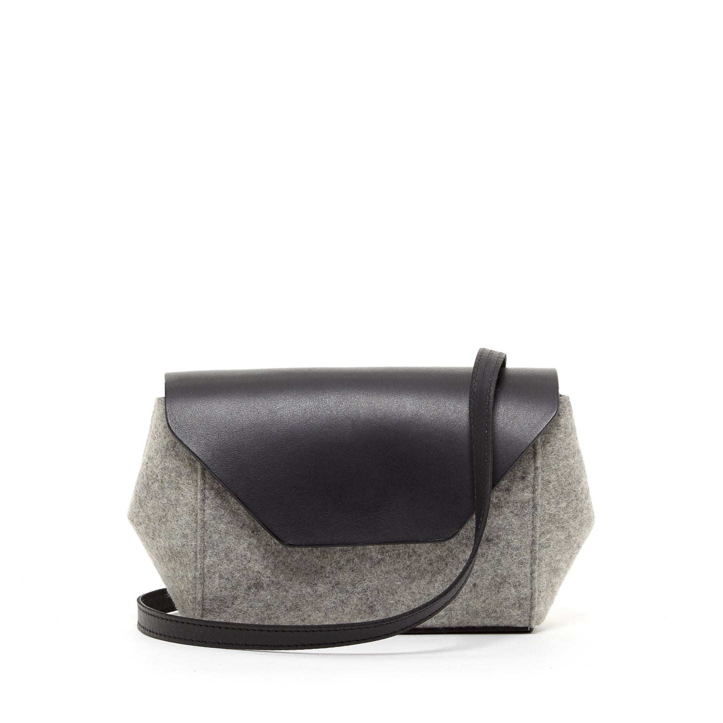 Hanna Crossbody Bag Mini Gray Felt / Black Leather