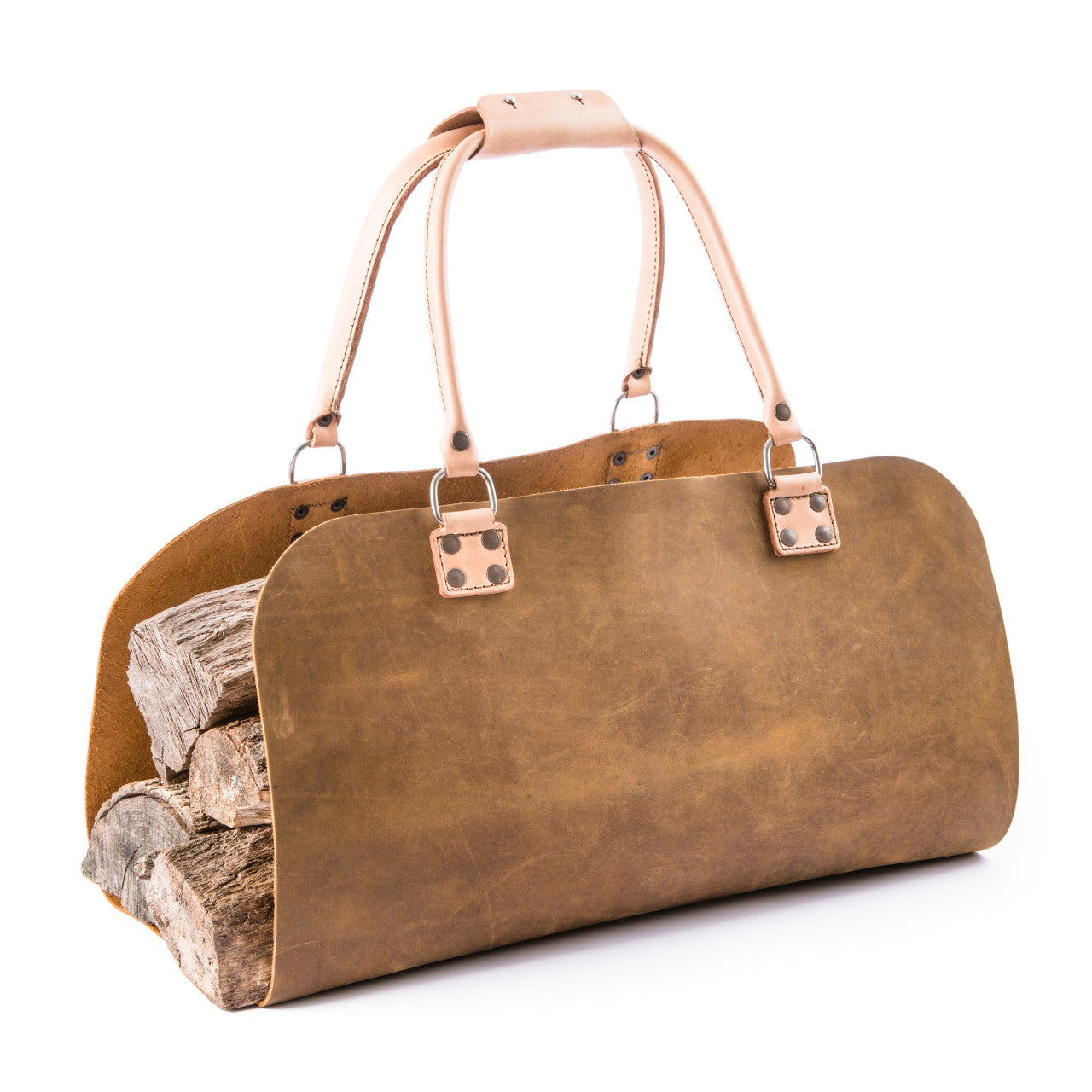 Log Carrier Tan Leather