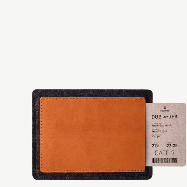 Passport Wallet Black Felt / Tan Leather