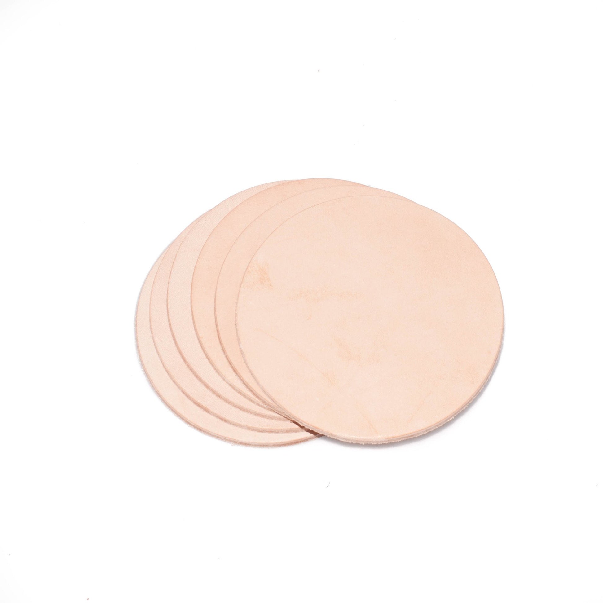 Round Leather Coaster Set Natural