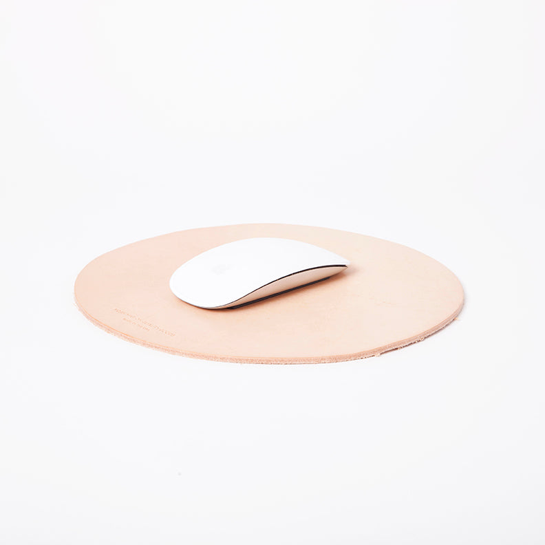 Round Mousepad Natural Leather