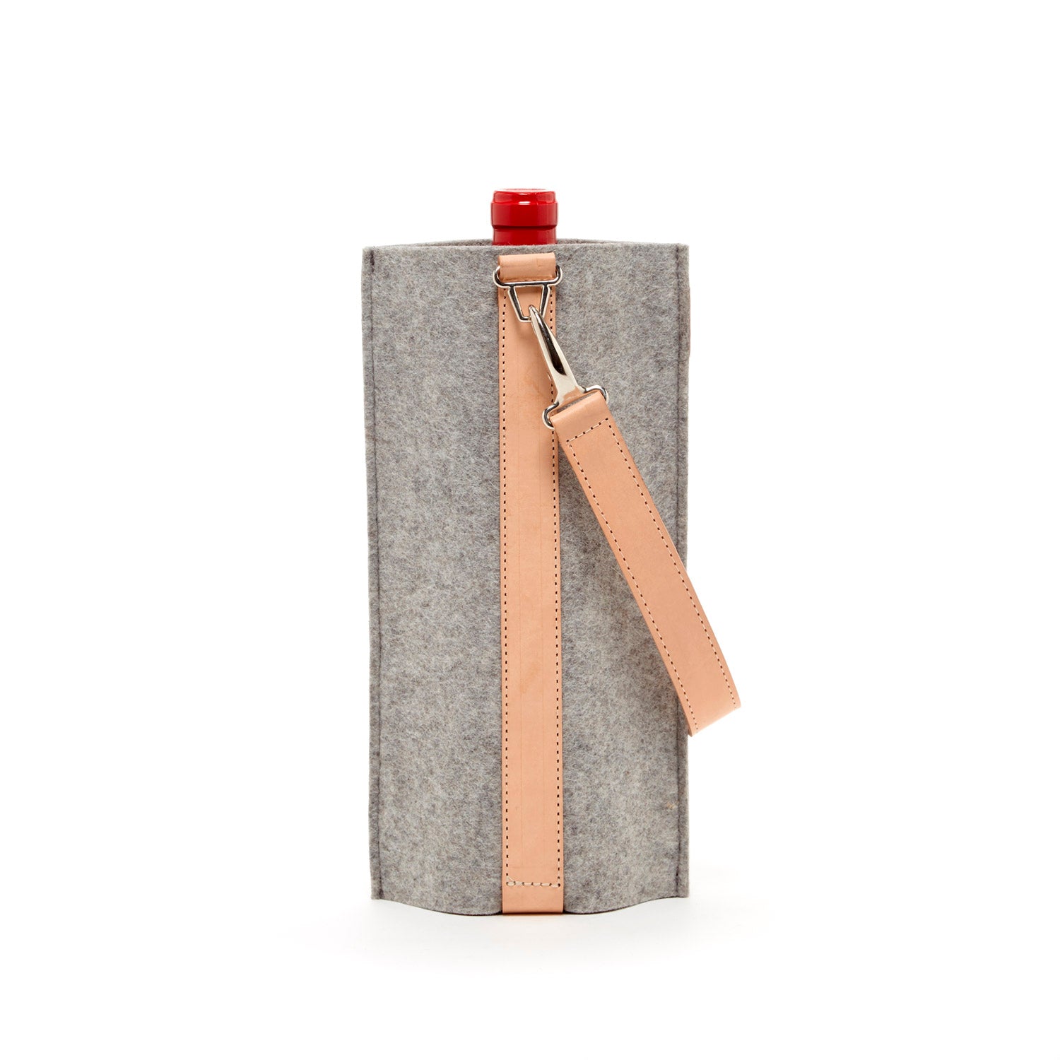 Solo Wine Carrier Gray Felt / Natural Leather