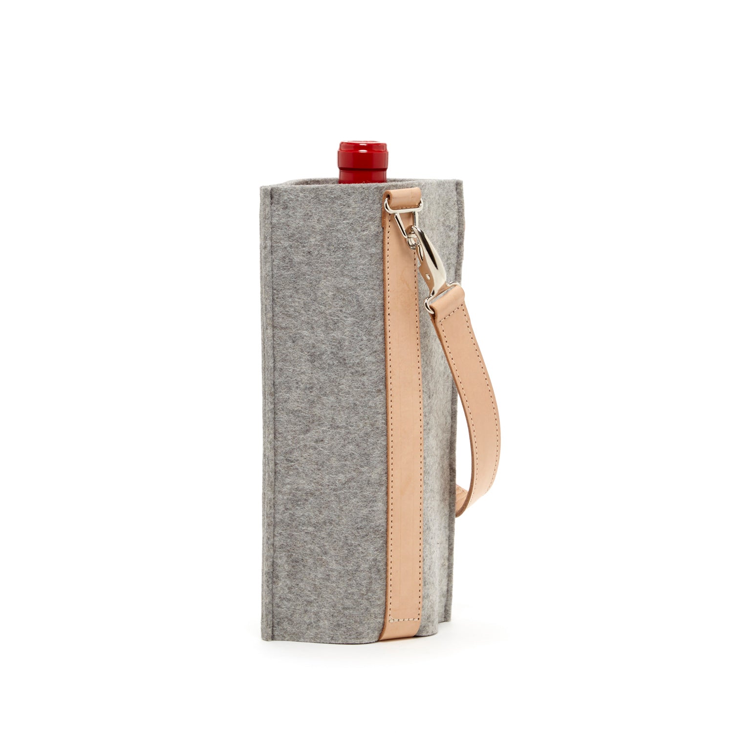Solo Wine Carrier Gray Felt / Natural Leather