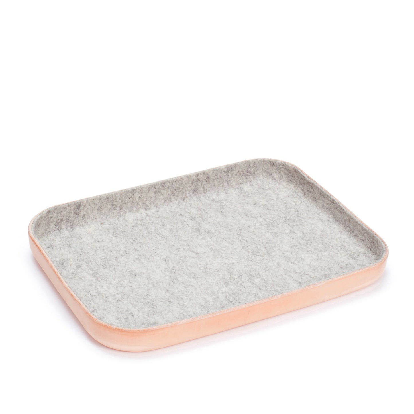 Valet Tray Large Gray Felt / Natural Leather