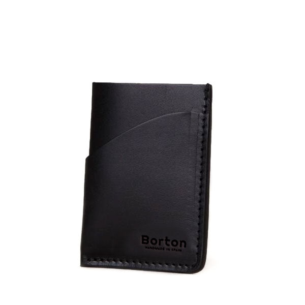 Minimal Card Wallet Black Leather