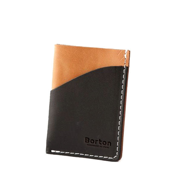 Minimal Card Wallet Tan & Black Leather