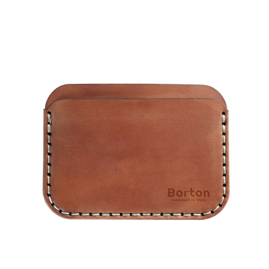Round Card Wallet Cognac Leather