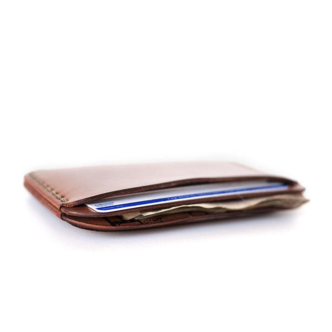 Round Card Wallet Cognac Leather
