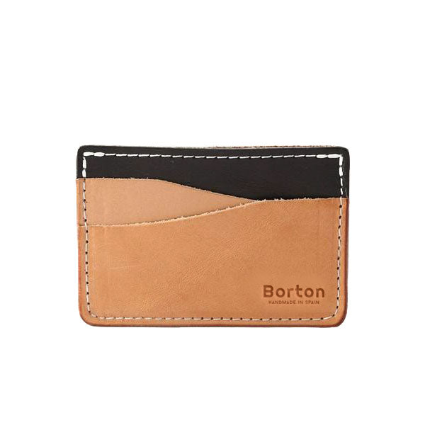 Slim Card Wallet Black & Tan Leather