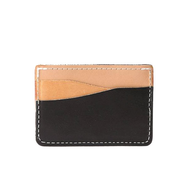 Slim Card Wallet Black & Tan Leather